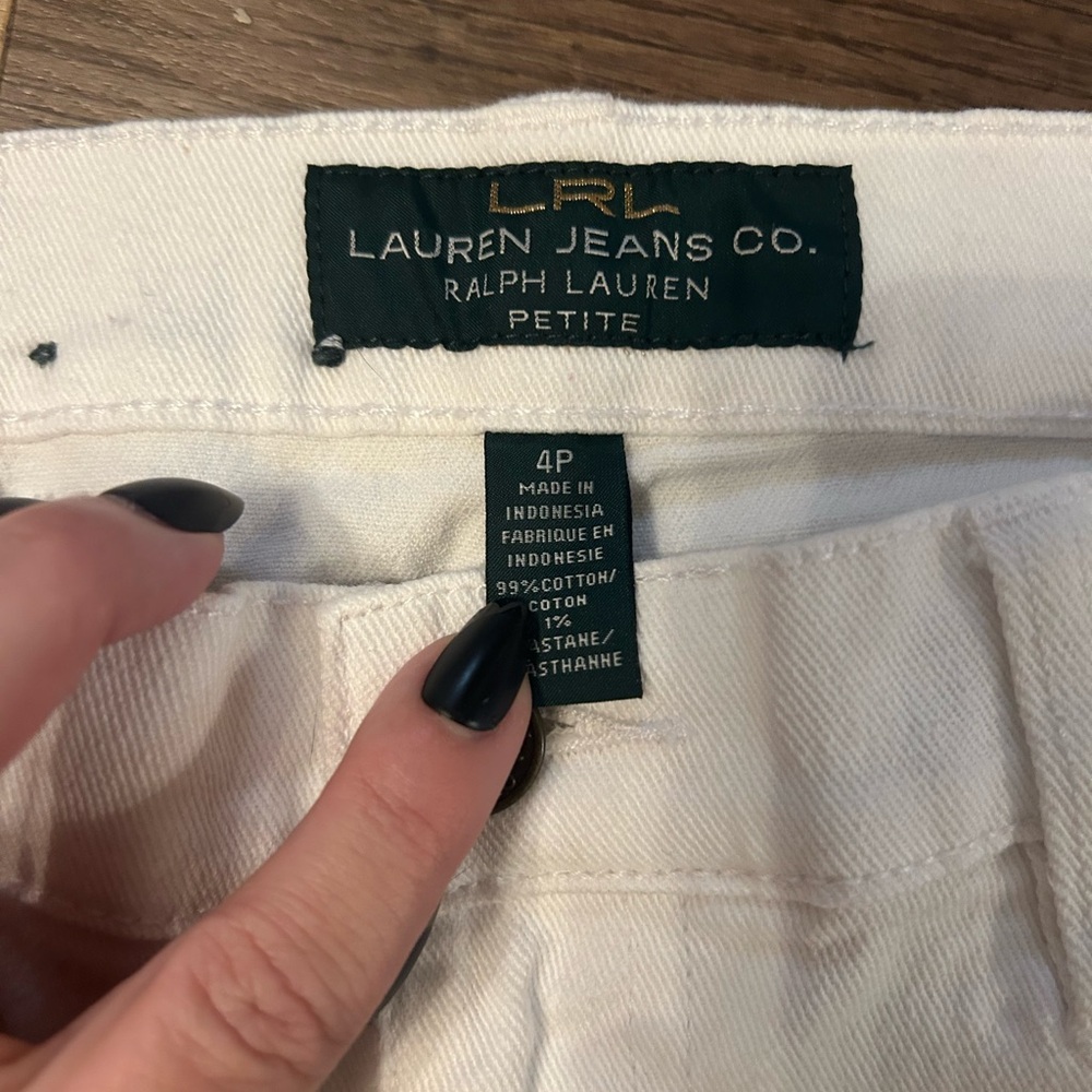 LRL Lauren Jeans Co. Ralph Lauren White Straight Leg Jeans Size 4P - Picture 3 of 9